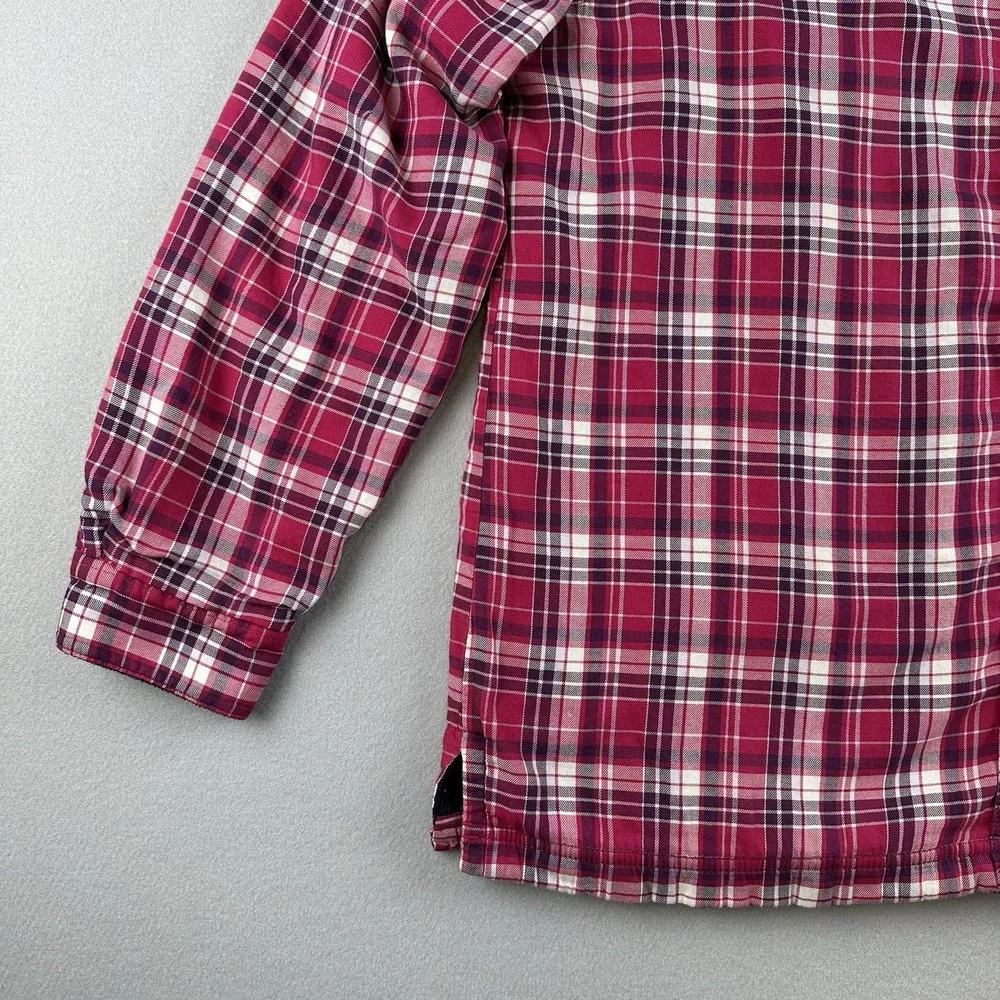 L.L. Bean Women's Pink Plaid Fleece Lined Size Medium Shirt Jacket Shacket‎